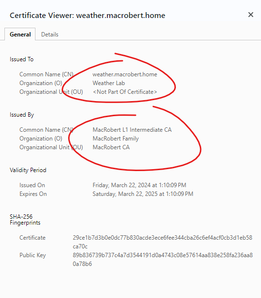 Weather server signed by Intermediate CA