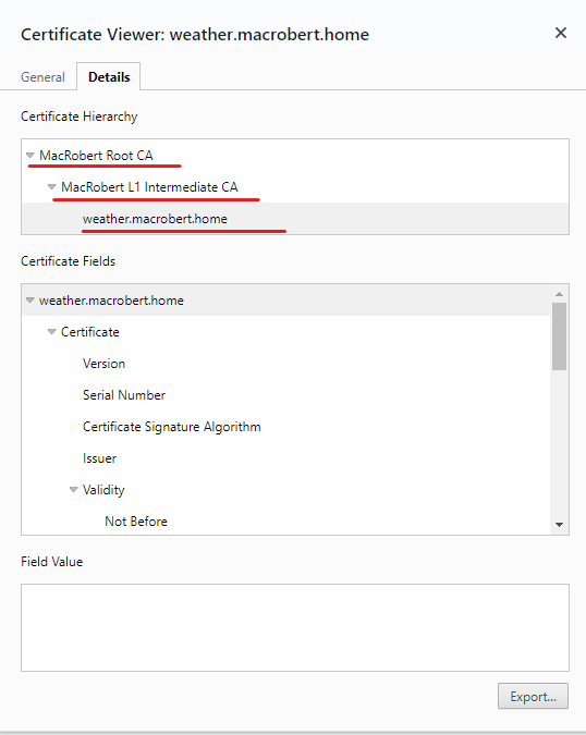 Weather server signed by Intermediate CA